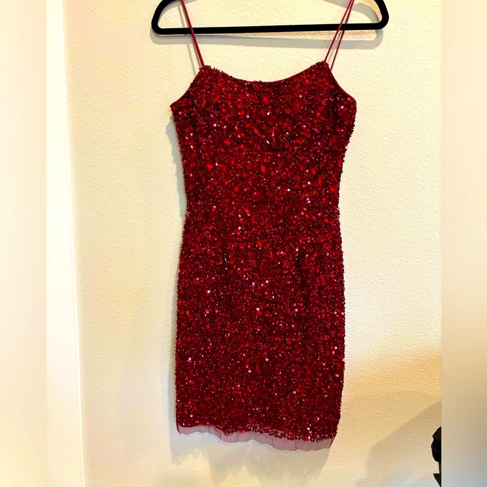 Aidan Mattox Red Sequin Dress